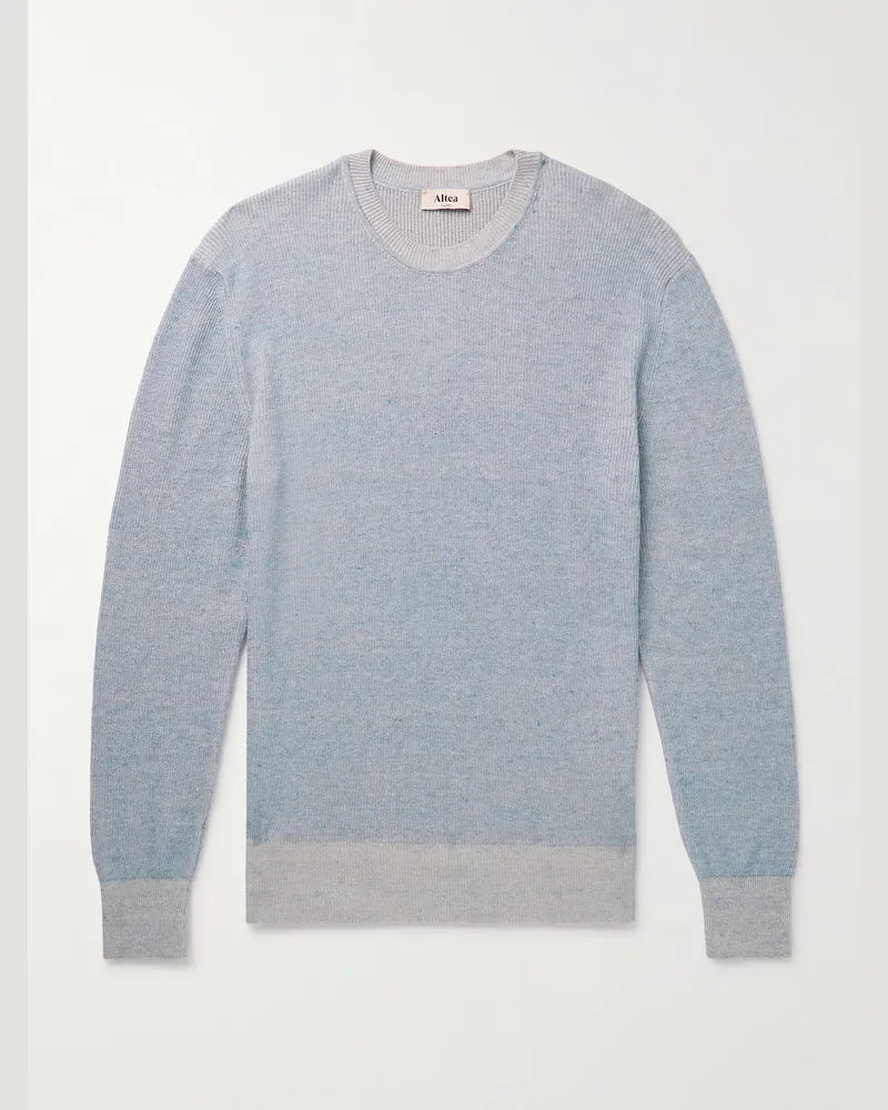 Altea Schmal geschnittener Pullover aus einer Leinen-Baumwollmischung in Rippstrick Blau
