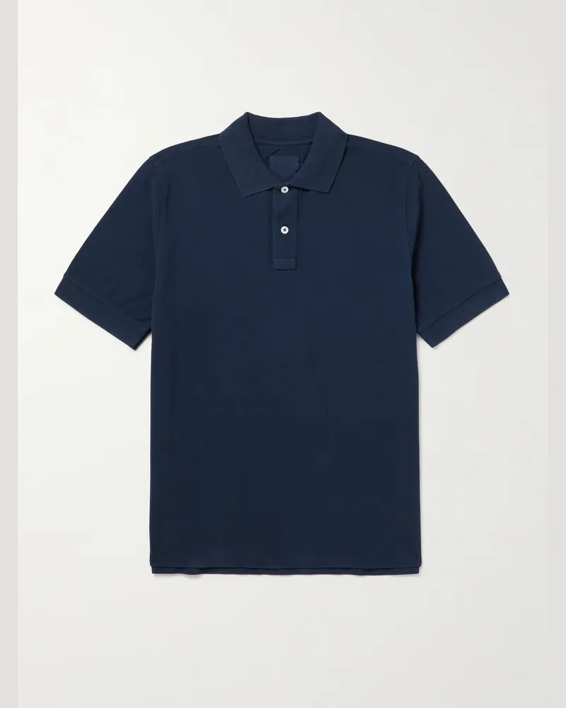 Drake's Polohemd aus Baumwoll-Piqué Blau