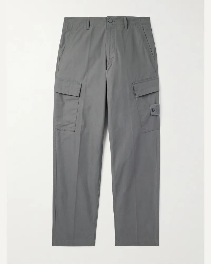 Stone Island Ghost gerade geschnittene Cargohose aus Baumwolle mit Logodetail Grau