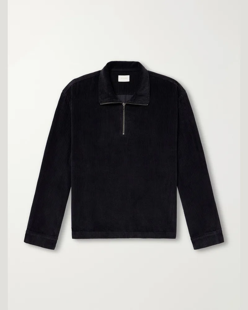 Aimé Leon Dore Cotton-Corduroy Zip-Up Sweatshirt Black