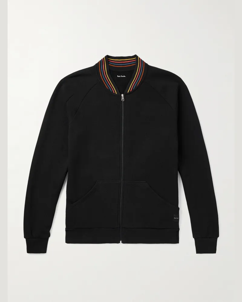 Paul Smith Sweatshirt-Jacke aus Baumwoll-Jersey mit Streifen Schwarz