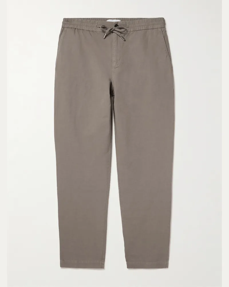 MR P. Gerade geschnittene Hose aus Twill aus einer Baumwoll-Leinenmischung mit Kordelzugbund Braun