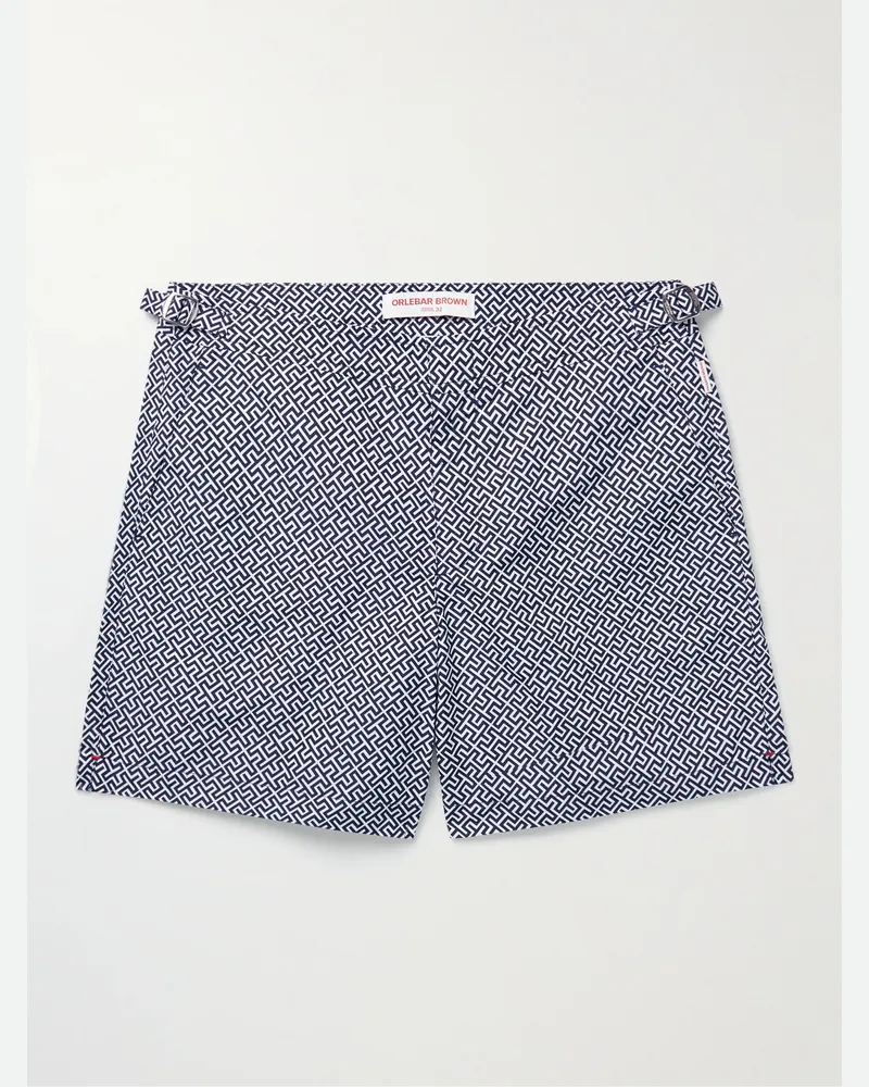 Orlebar Brown Bulldog Straight-Leg Mid-Length Printed Swim Shorts Blue