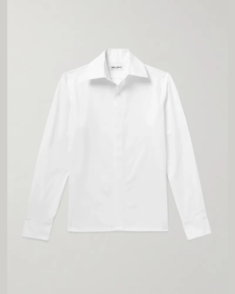 Saint Laurent Hemd aus Baumwolle mit Logostickerei Weiß