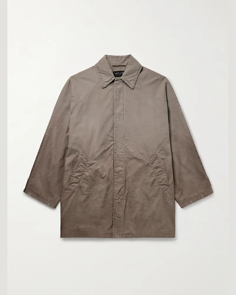 Balenciaga Oversized-Mantel aus Baumwoll-Ripstop in Distressed-Optik Neutral