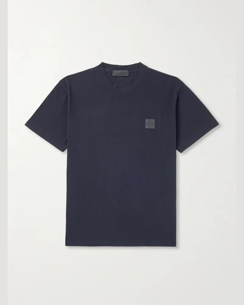 Stone Island GHOST Garment-Dyed Organic Cotton-Jersey T-Shirt Blue