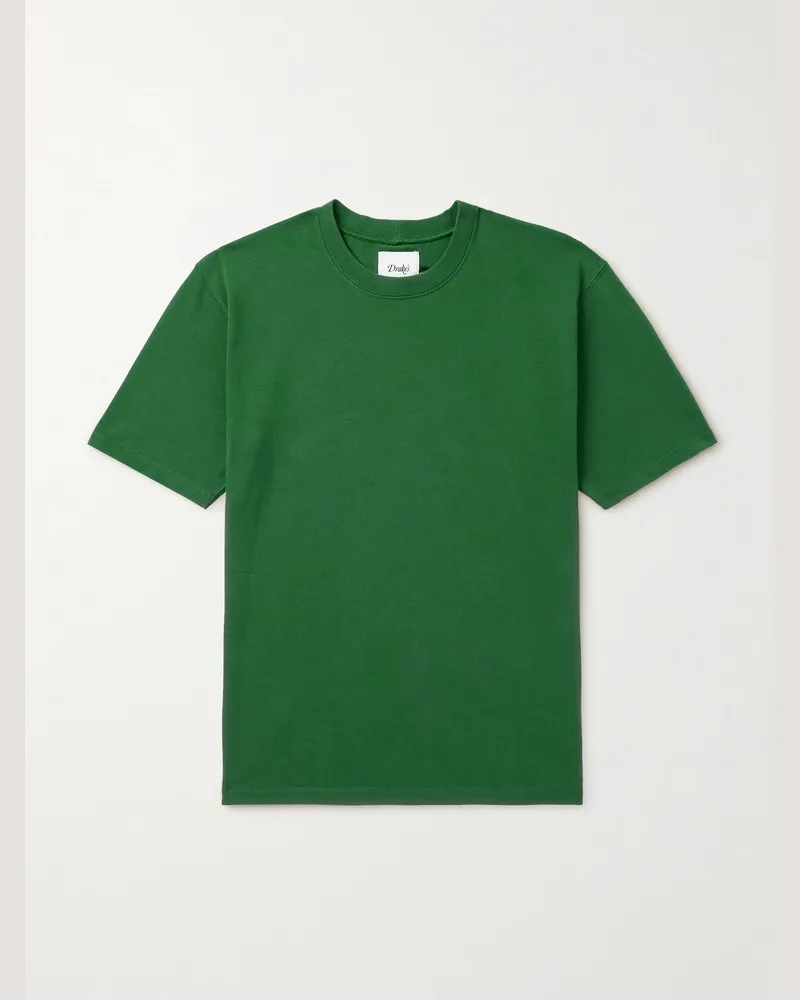 Drake's Hiking schmal geschnittenes T-Shirt aus Baumwoll-Jersey Grün