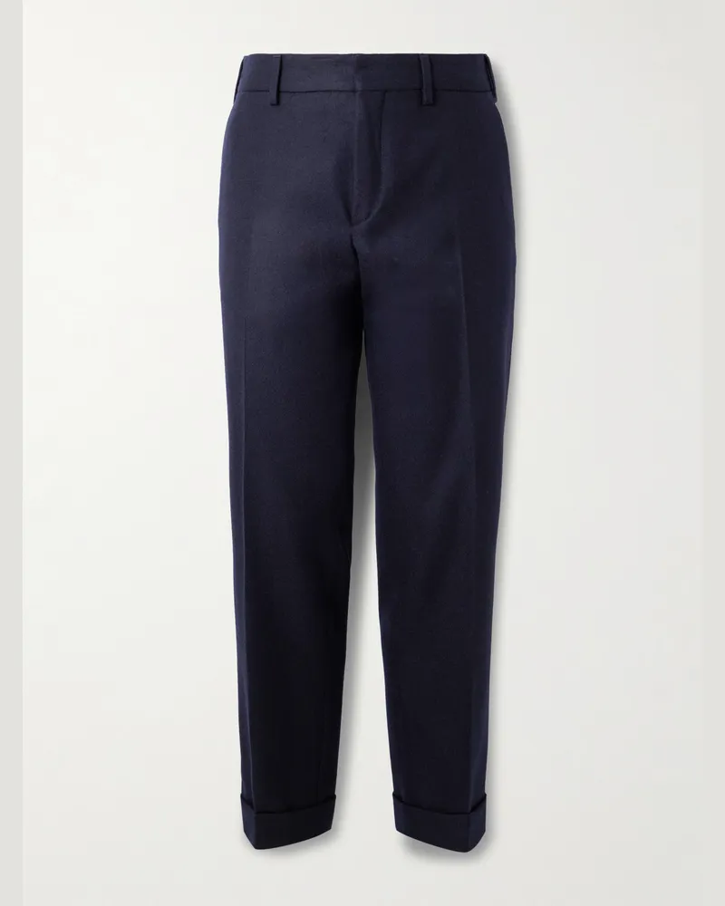 Dries van Noten Straight-Leg Wool Trousers Blue