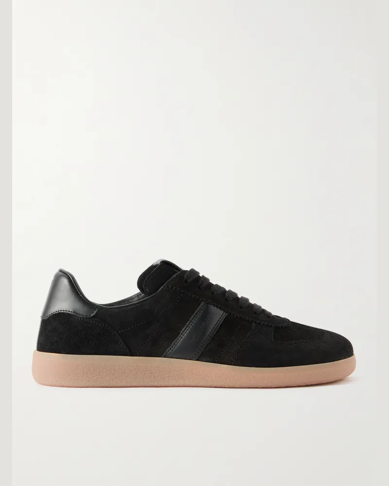 Tom Ford Sneakers aus Veloursleder mit Lederbesatz Schwarz