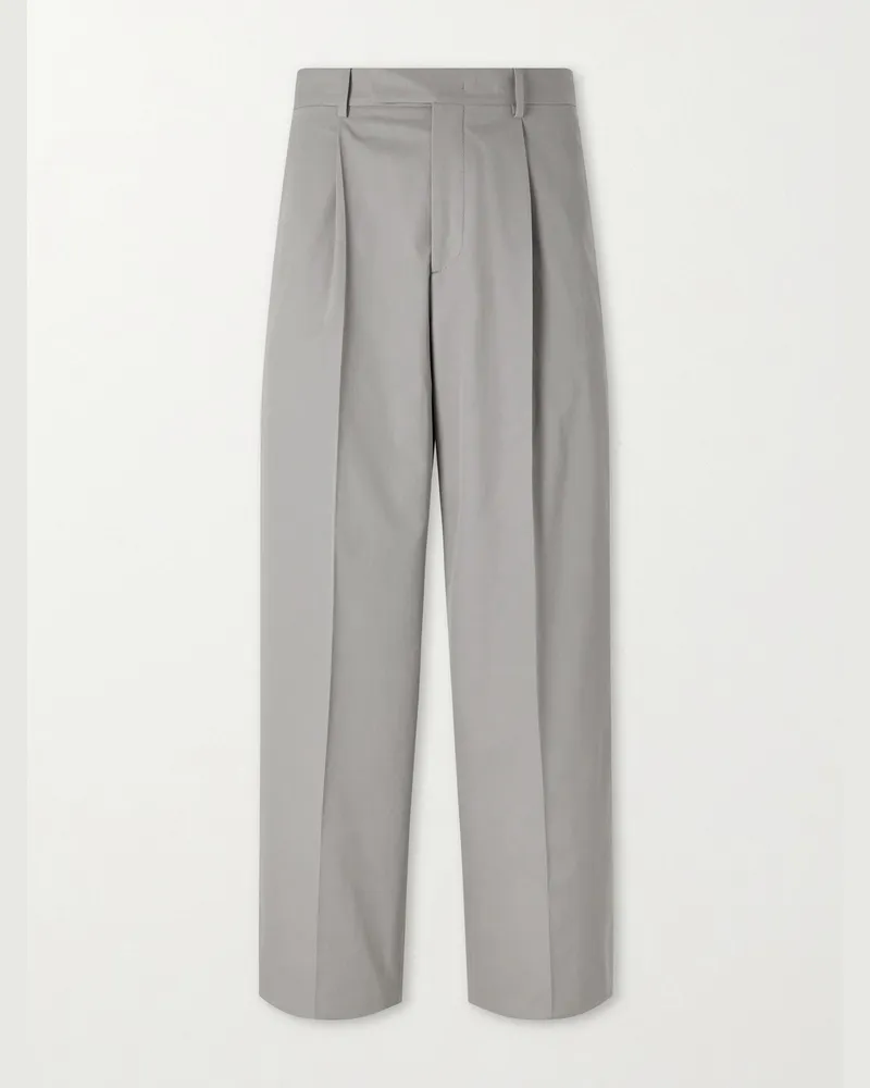 Jil Sander Straight-Leg Cotton Trousers Gray