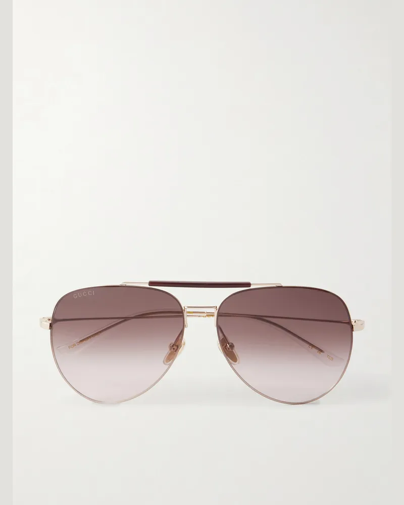 Gucci Pure Light Aviator-Style Gold-Tone Sunglasses Gold