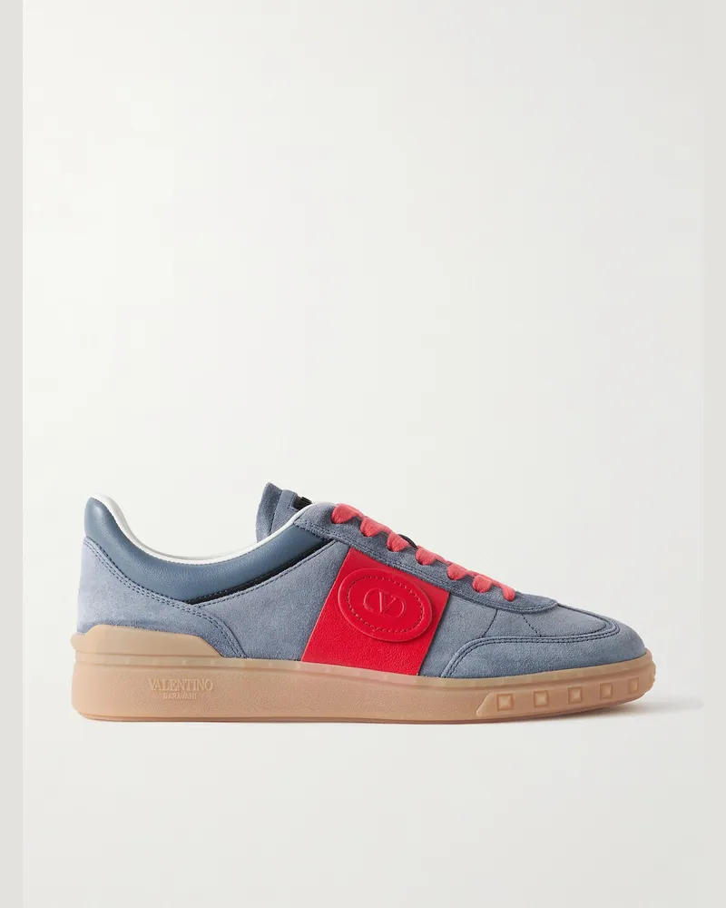 Valentino Garavani Upvillage Sneakers aus Veloursleder mit Lederbesatz Grau