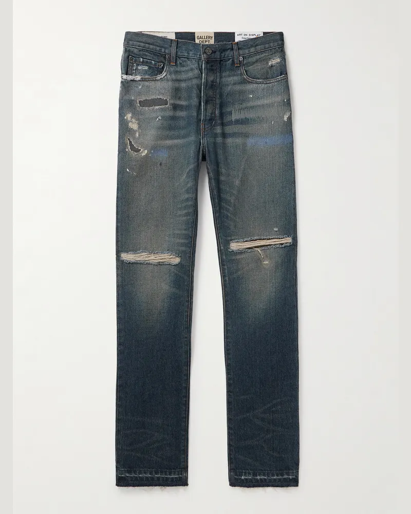 GALLERY DEPT. Starr 5001 gerade geschnittene Jeans mit Farbspritzern in Distressed-Optik Blau