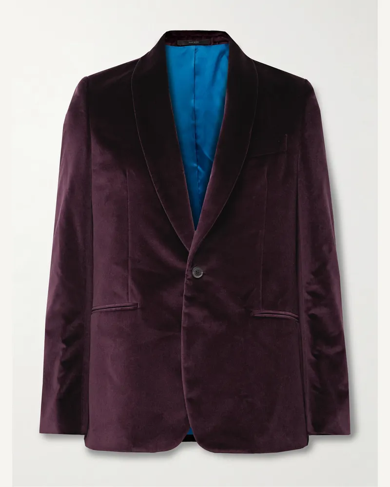 Paul Smith Smokingjacke aus Baumwollsamt mit Schalkragen Lila