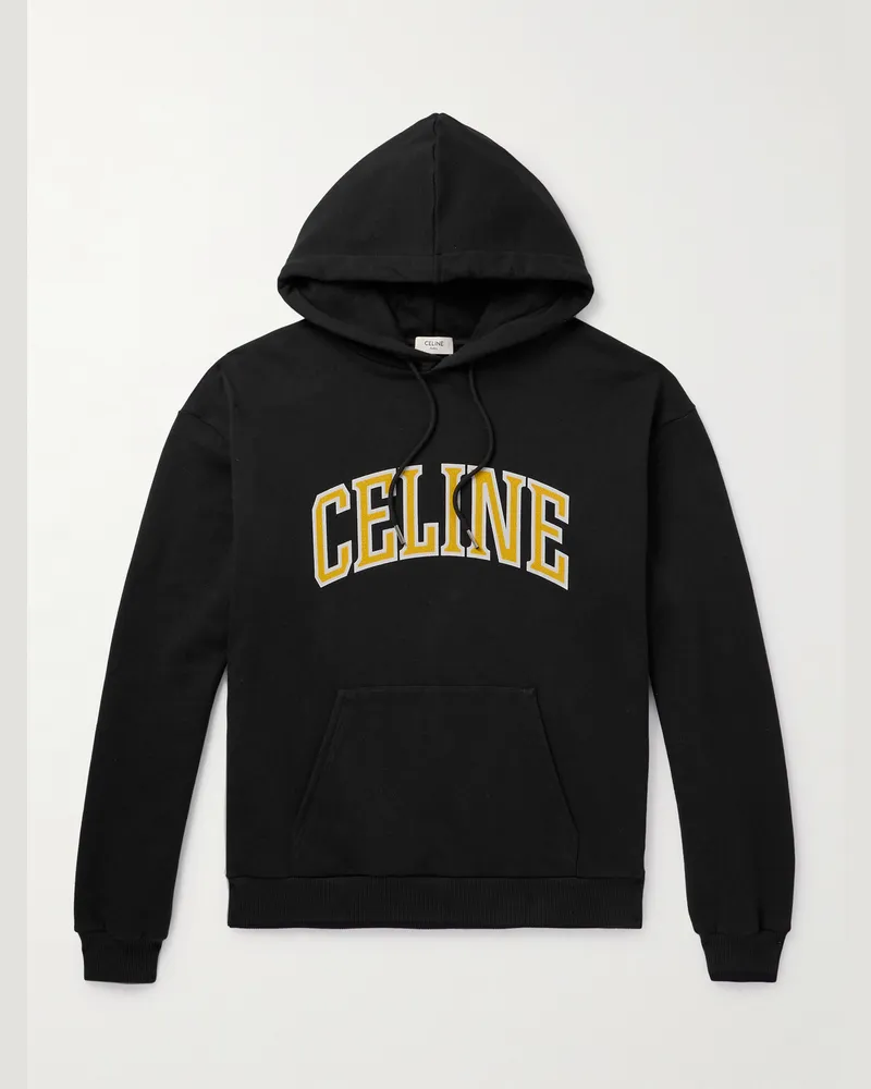 Celine Hoodie aus Jersey aus einer Baumwollmischung mit Logoprint Schwarz