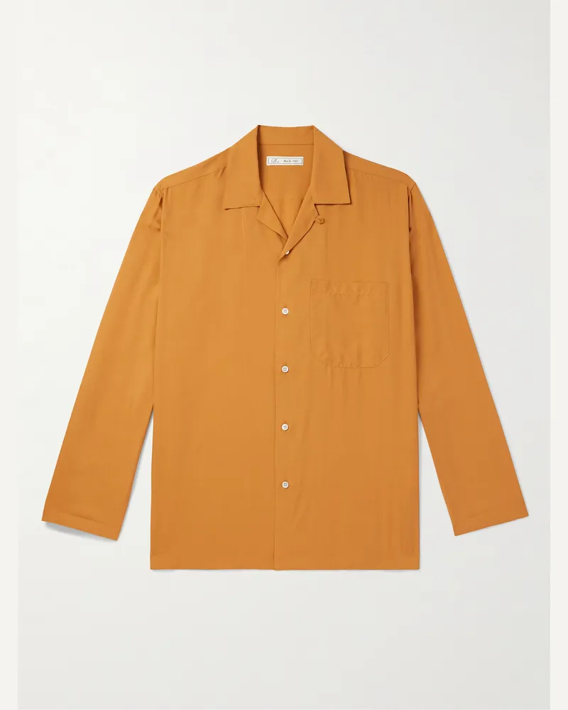 Umit Benan Hemd aus Seiden-Twill mit wandelbarem Kragen Gelb