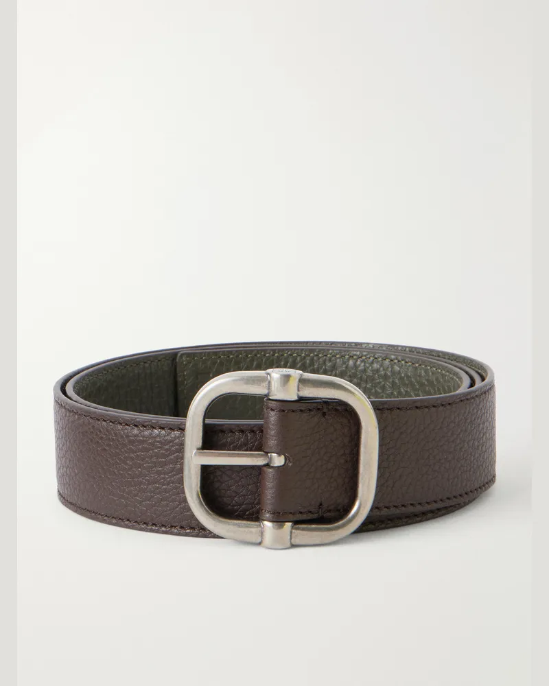 Loewe 3.5cm Reversible Full-Grain Leather Belt Brown