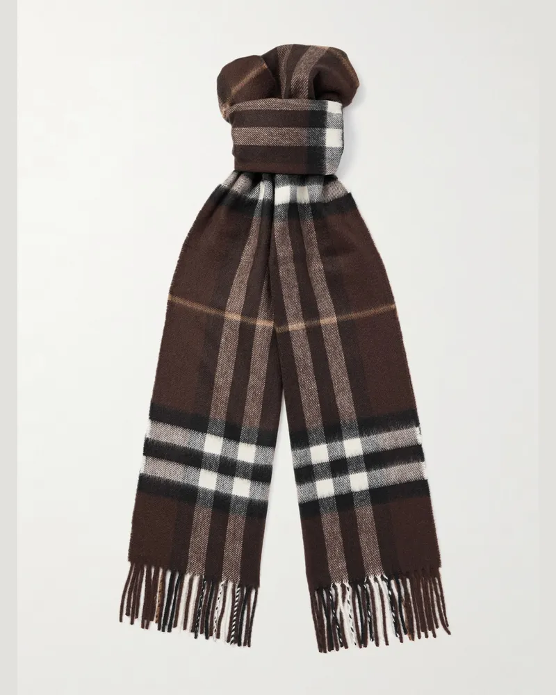 Burberry Schal aus Kaschmir mit Fransen und Karomuster Braun