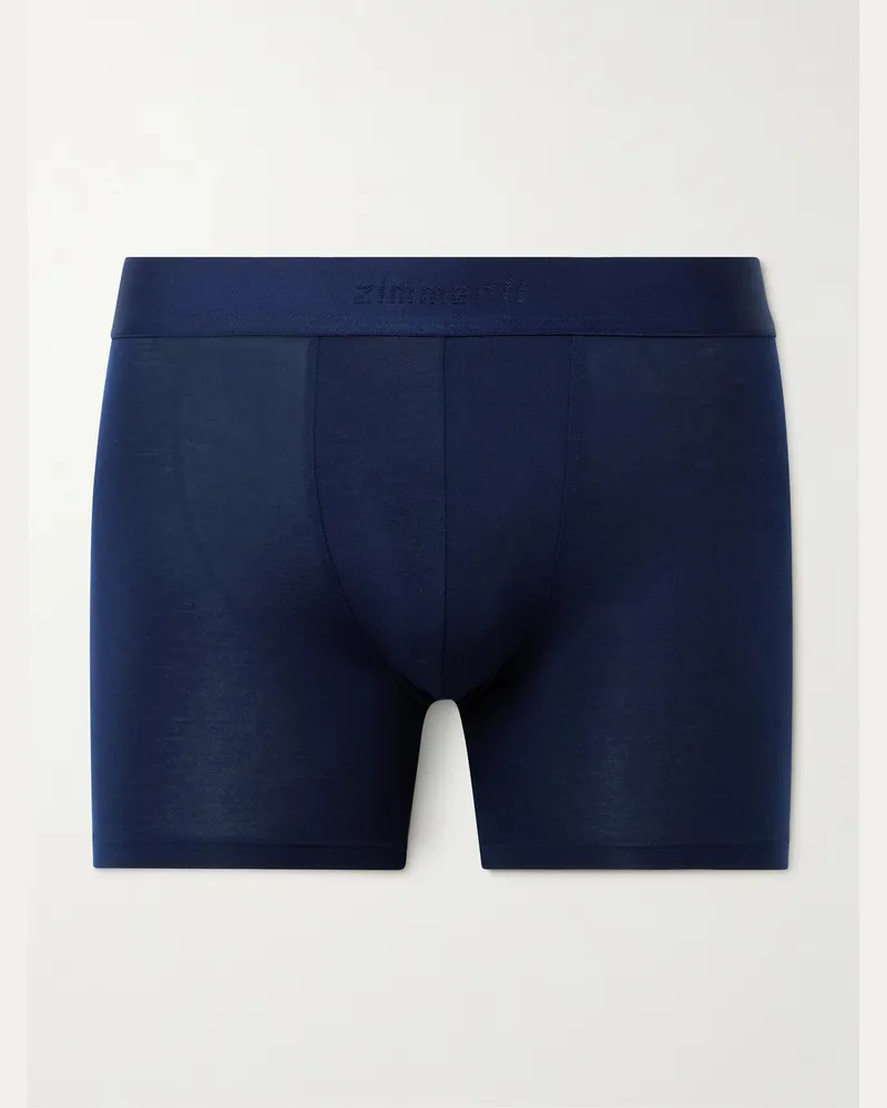 Zimmerli Pureness Stretch-Micro Modal Boxer Briefs Blue