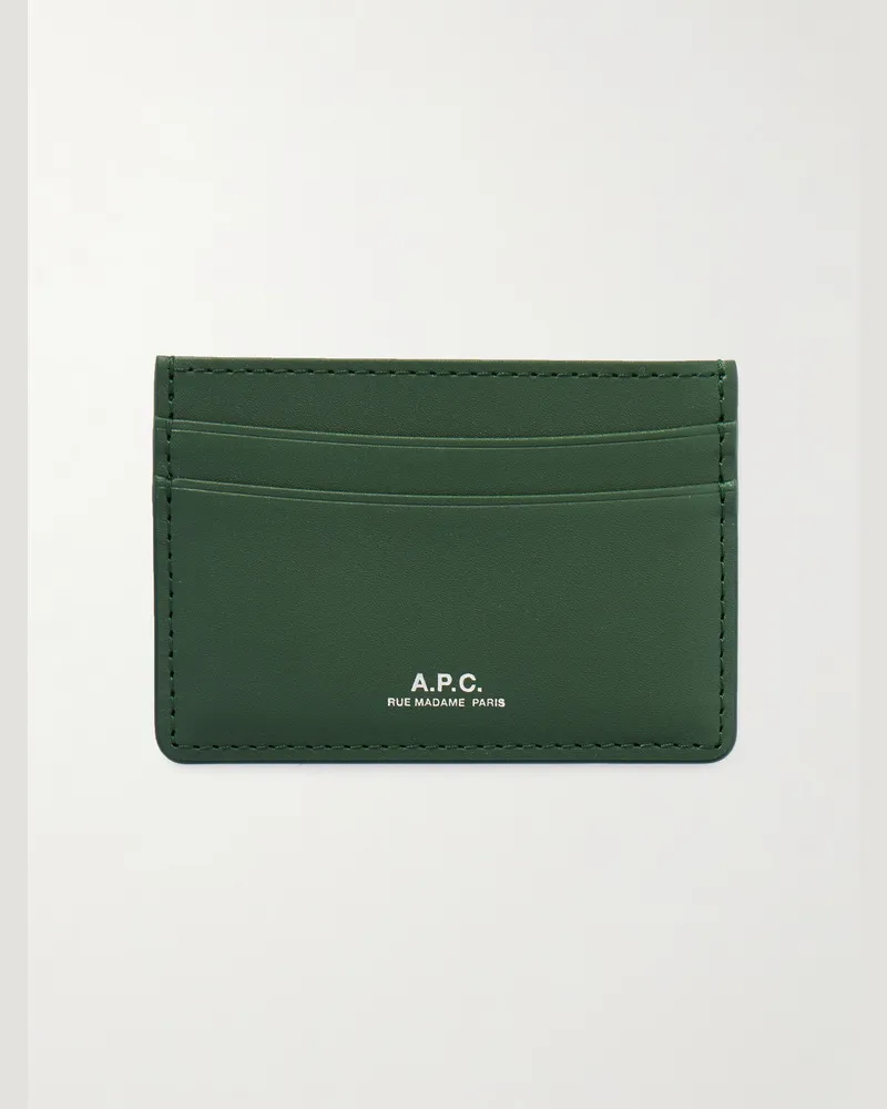 A.P.C. Andre Kartenetui aus Leder mit Logoprint Grün