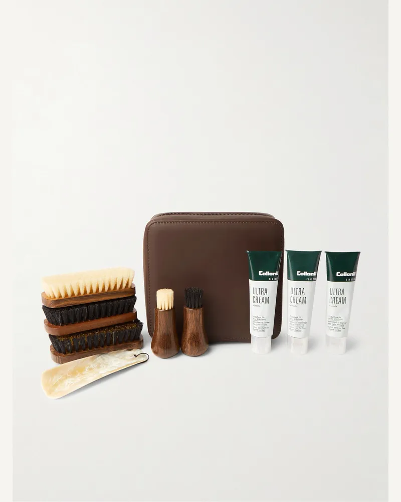Lorenzi Milano Schuhpflegeset mit Etui aus Leder Braun