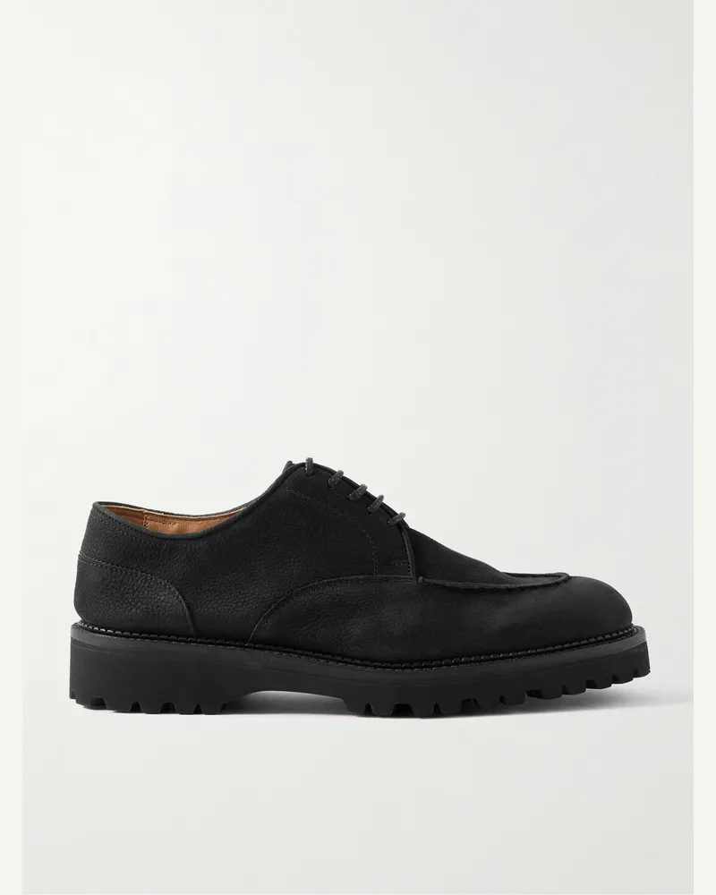 John Lobb Land Rugged Suede Derby Shoes Black