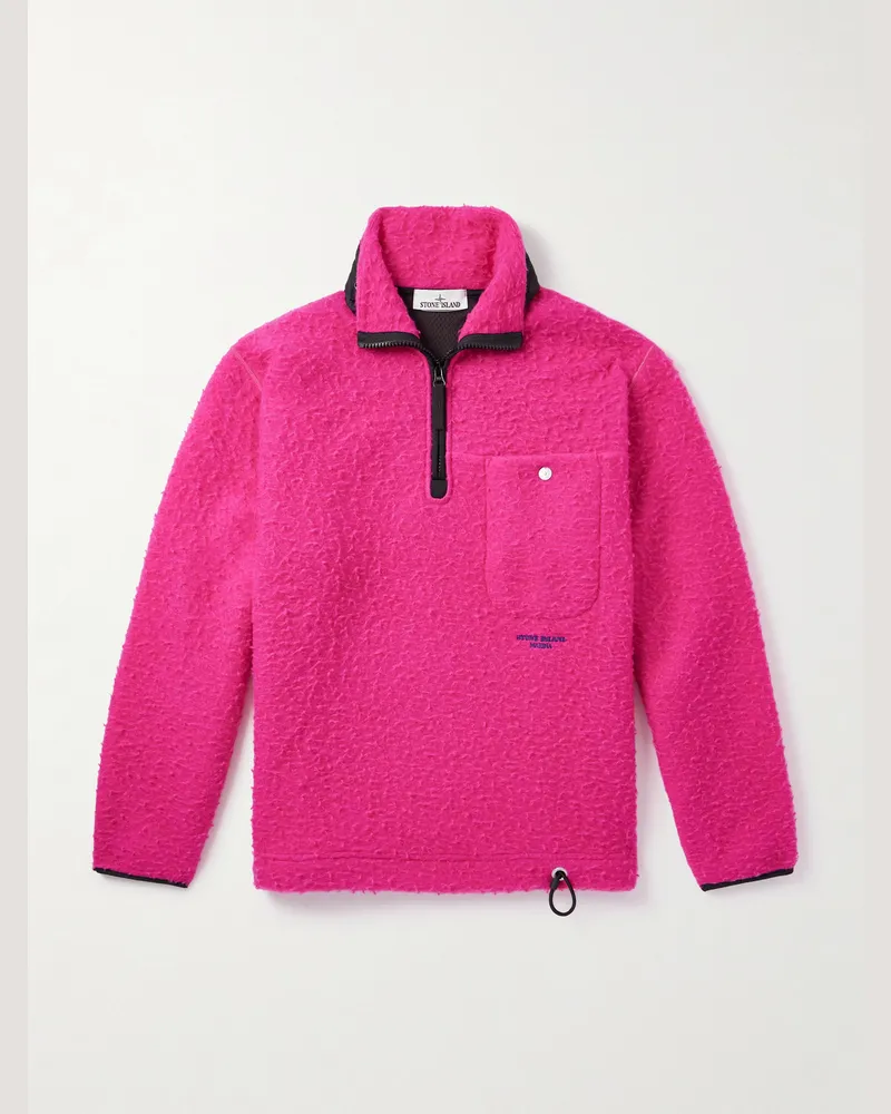 Stone Island Marina Troyer aus Fleece aus einer Wollmischung mit kurzem Reißverschluss, Shell-Besatz und Logostickerei Pink