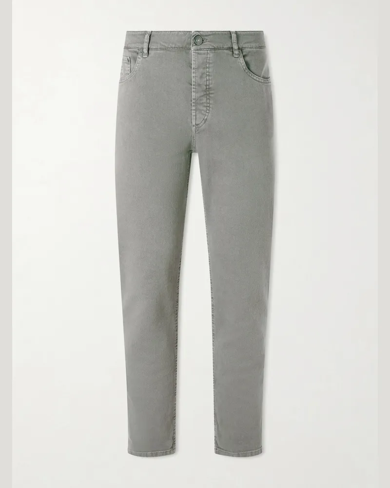 Brunello Cucinelli Slim-Fit Cotton-Blend Jeans Green
