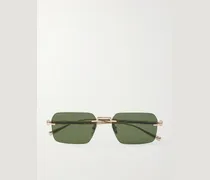 Bamboo Square-Frame Gold-Tone Sunglasses
