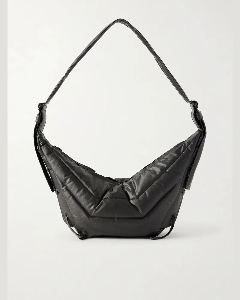 Christophe Lemaire Soft Game Small Coated-Cotton Messenger Bag Black