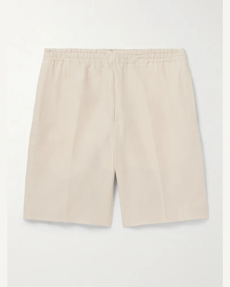 Ermenegildo Zegna Straight-Leg Oasi Linen Drawstring Shorts Neutrals