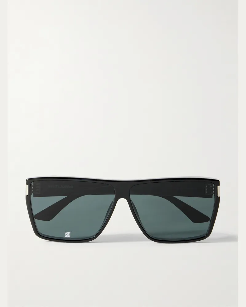 Saint Laurent Sonnenbrille mit eckigem Rahmen aus Azetat Schwarz