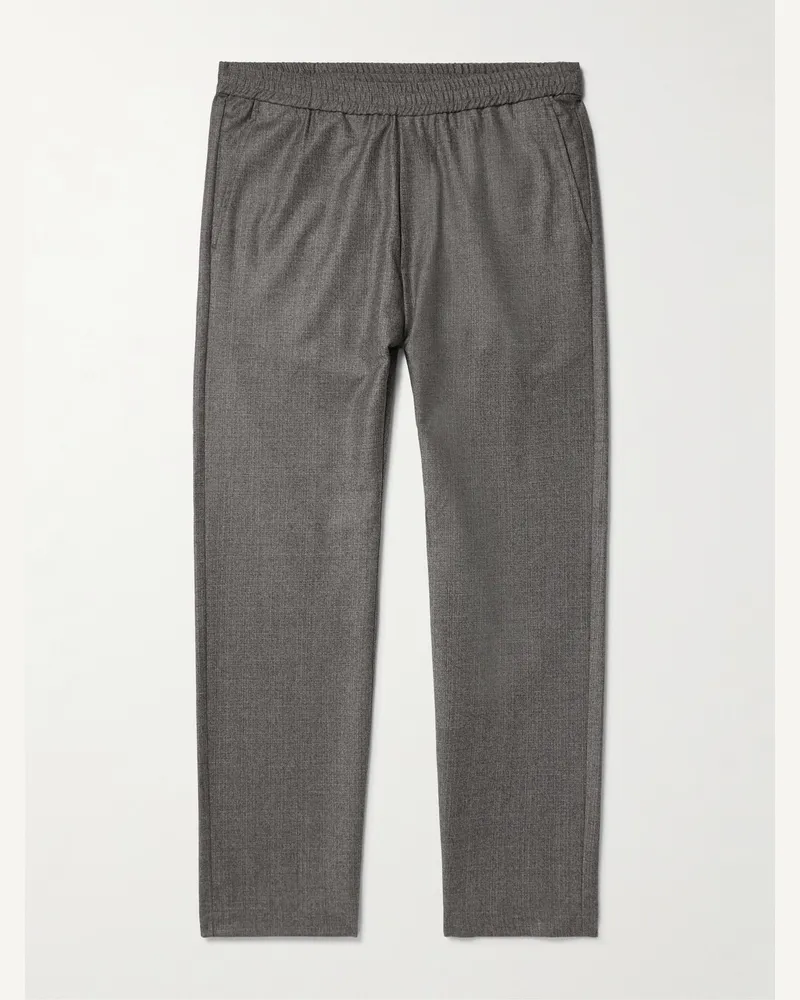 BARENA Straight-Leg Virgin Wool Drawstring Trousers Gray