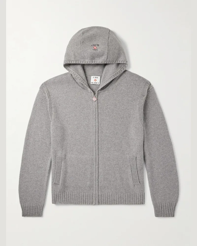 Casablanca Paris Kapuzenjacke aus einer Kaschmir-Wollmischung mit Reißverschluss Grau