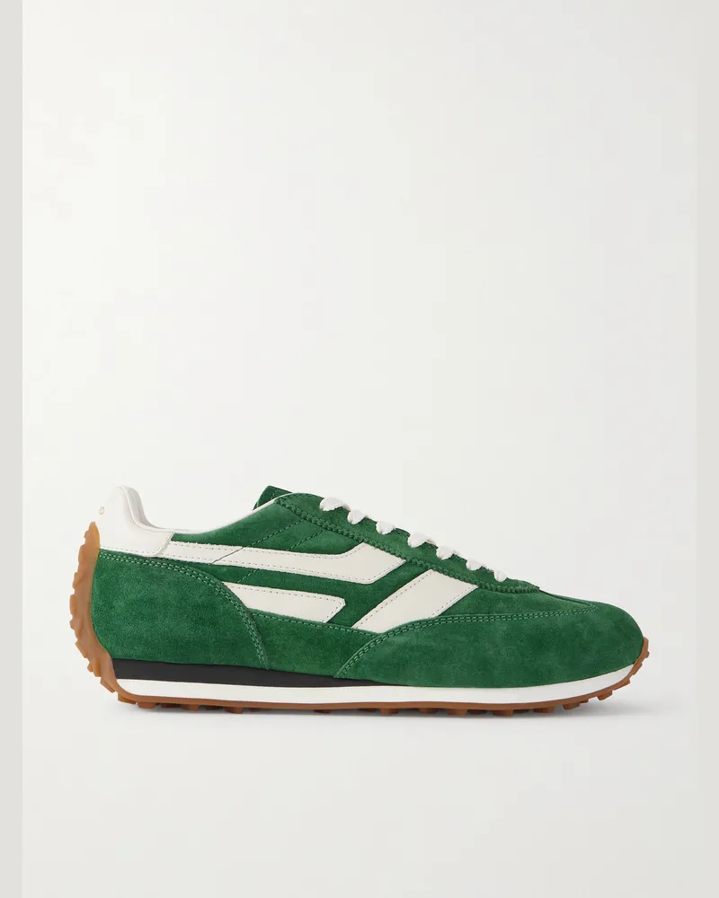 Tom Ford Mick Leather-Trimmed Suede Sneakers Green