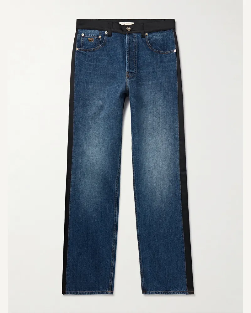 Wales Bonner Echo gerade geschnittene Jeans mit Satinbesatz Blau