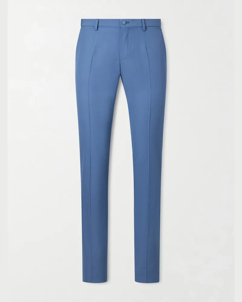 Dolce & Gabbana Slim-Fit Straight-Leg Wool Suit Trousers Blue
