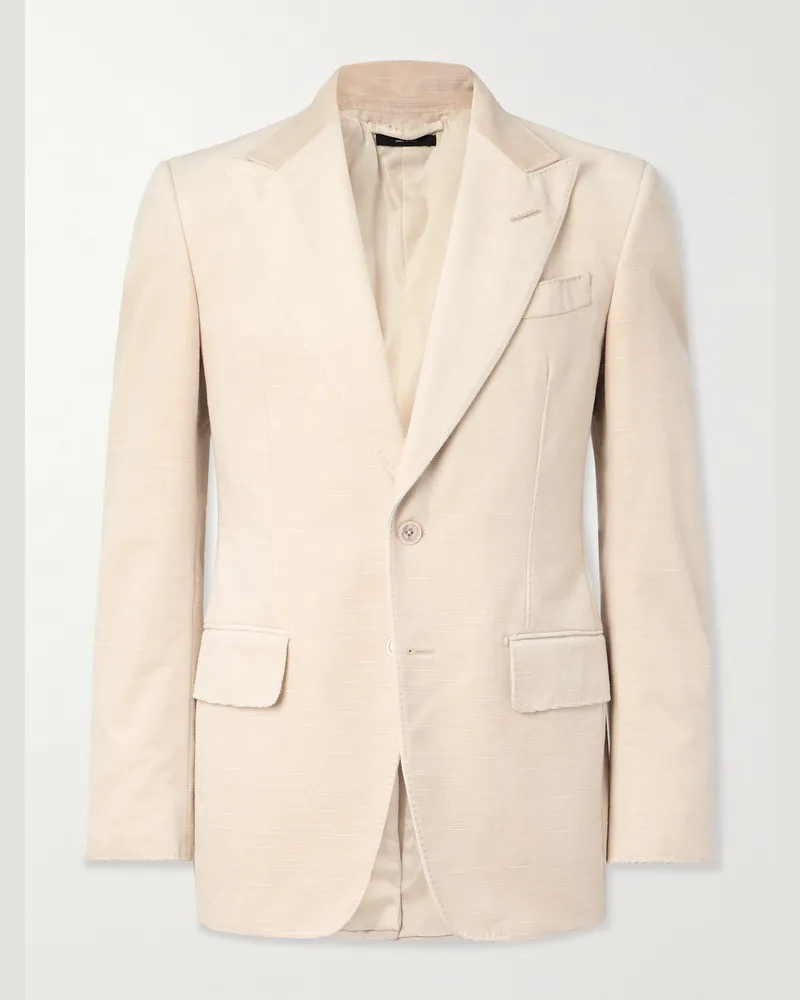 Tom Ford Shelton schmal geschnittenes Sakko aus Baumwollsamt Neutral