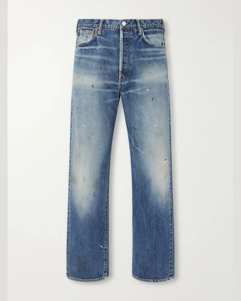 Visvim Social Sculpture 01 Wide-Leg Distressed Jeans Blue