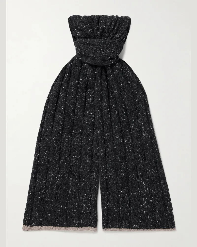Brunello Cucinelli Ribbed Cashmere Scarf Black