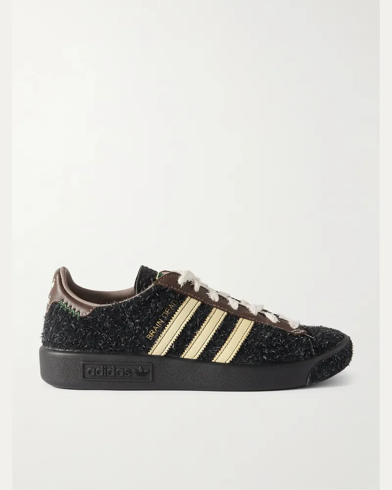 adidas Brain Dead Forest Hills Sneakers aus strukturiertem Veloursleder mit Lederbesatz Schwarz