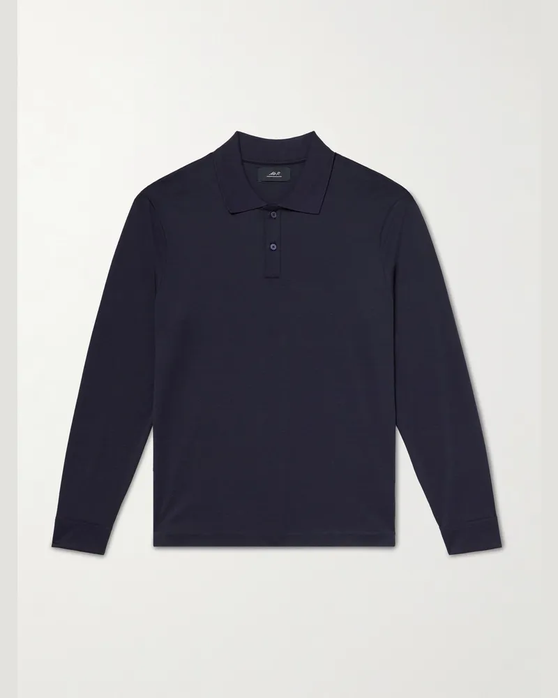 MR P. Silk and Cotton-Blend Polo Shirt Blue