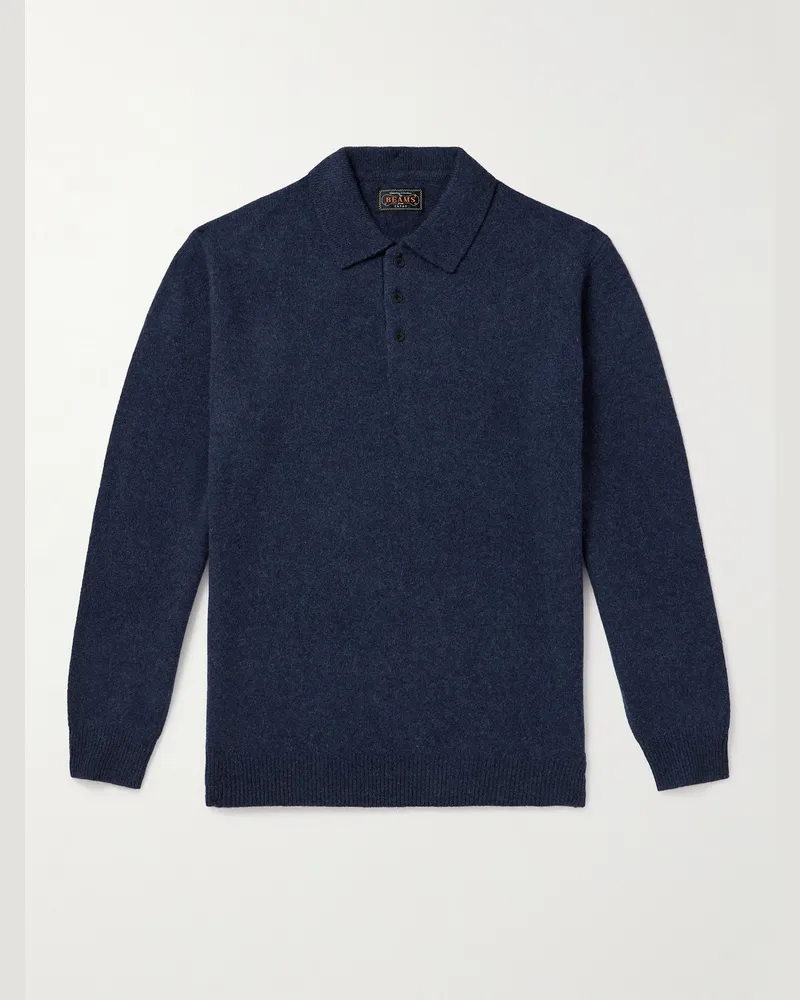 Beams Plus Pullover aus Wolle mit Polokragen Blau