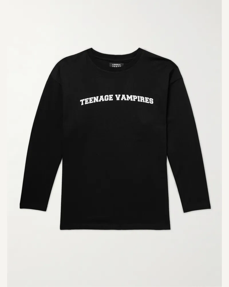 Liberal Youth Ministry Printed Cotton-Jersey T-Shirt Black
