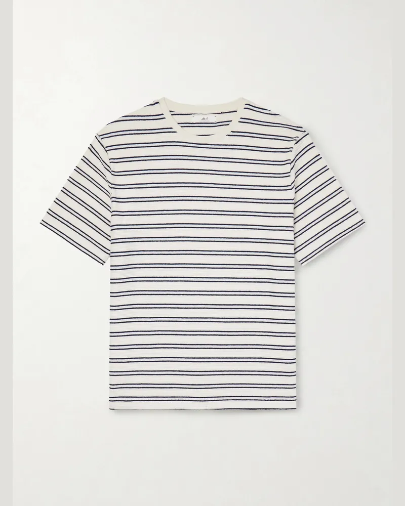 MR P. Gestreiftes T-Shirt aus Baumwollfrottee Blau