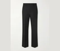 Straight-Leg Pleated Grain de Poudre Wool Trousers
