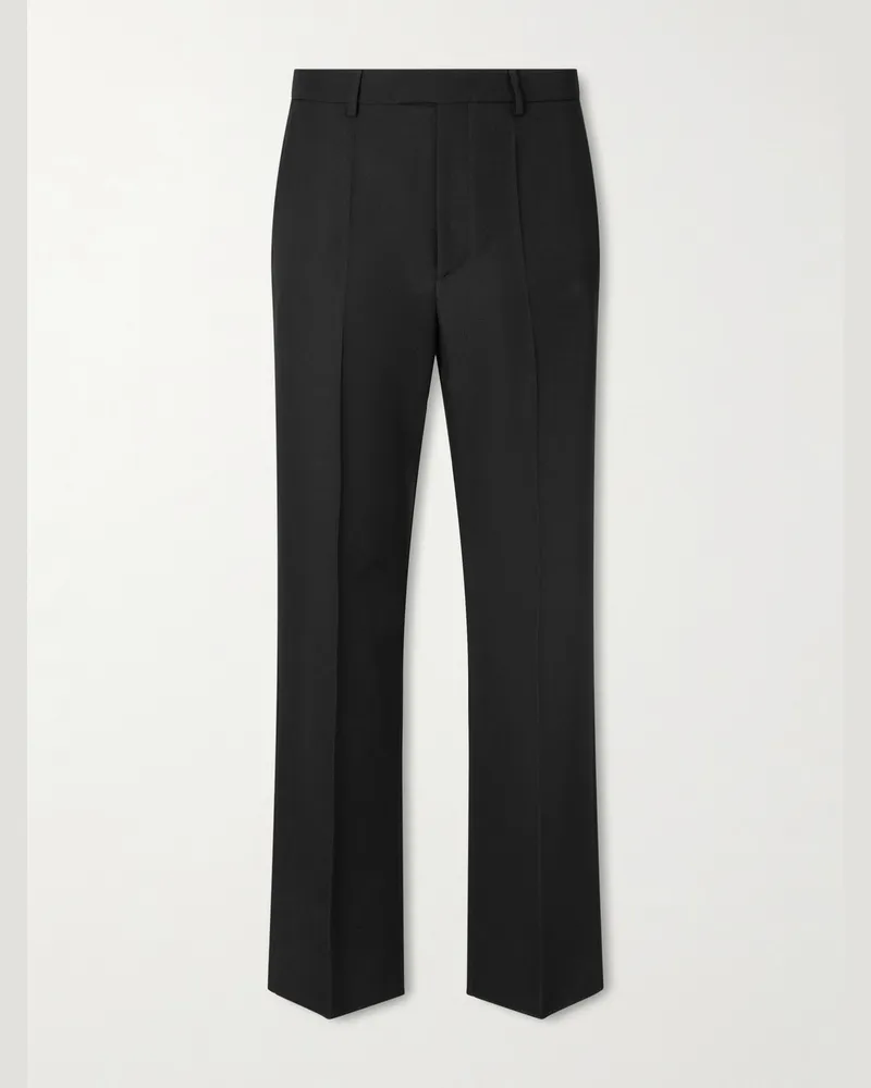Valentino Garavani Straight-Leg Pleated Grain de Poudre Wool Trousers Black