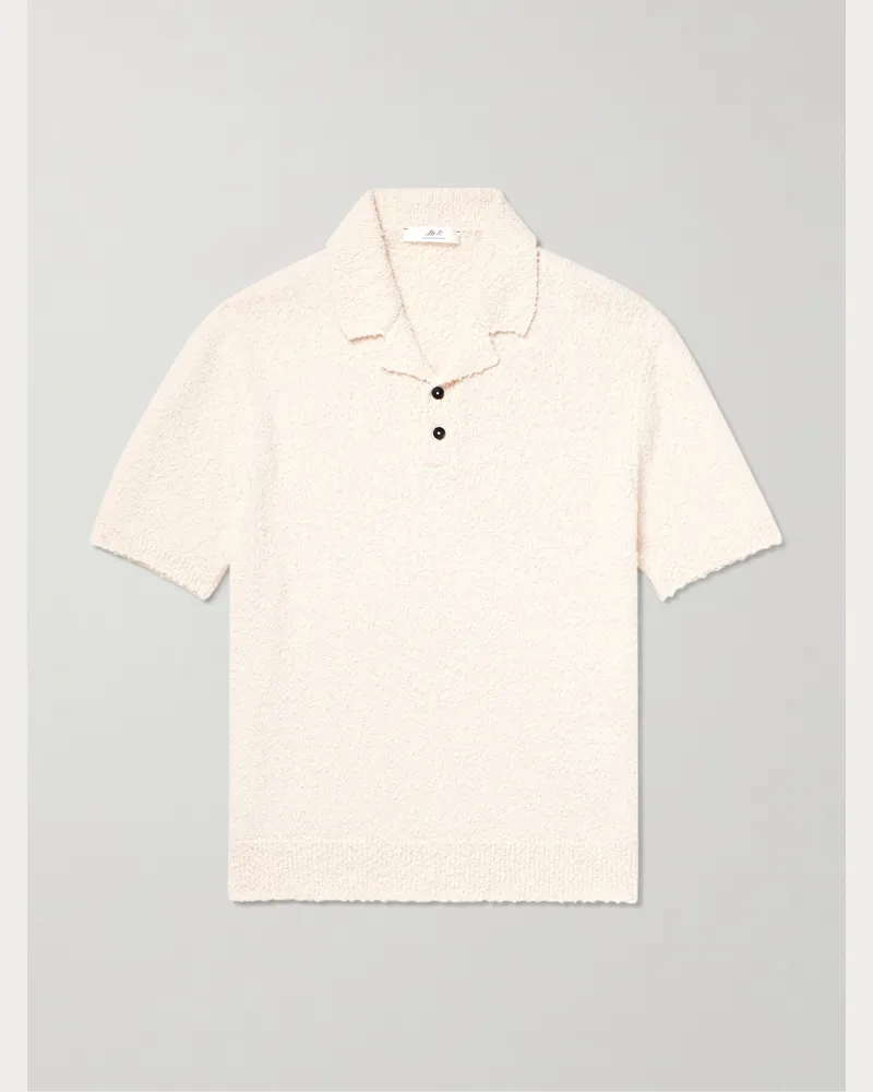 MR P. Organic Cotton-Blend Bouclé Polo Shirt Neutrals