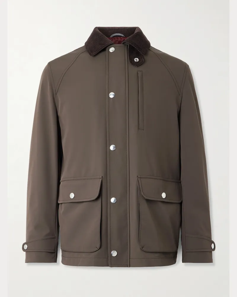 Brunello Cucinelli Feldjacke aus Shell mit Besatz aus Cord aus einer Baumwollmischung Braun