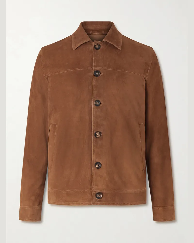 Eleventy Suede Jacket Brown